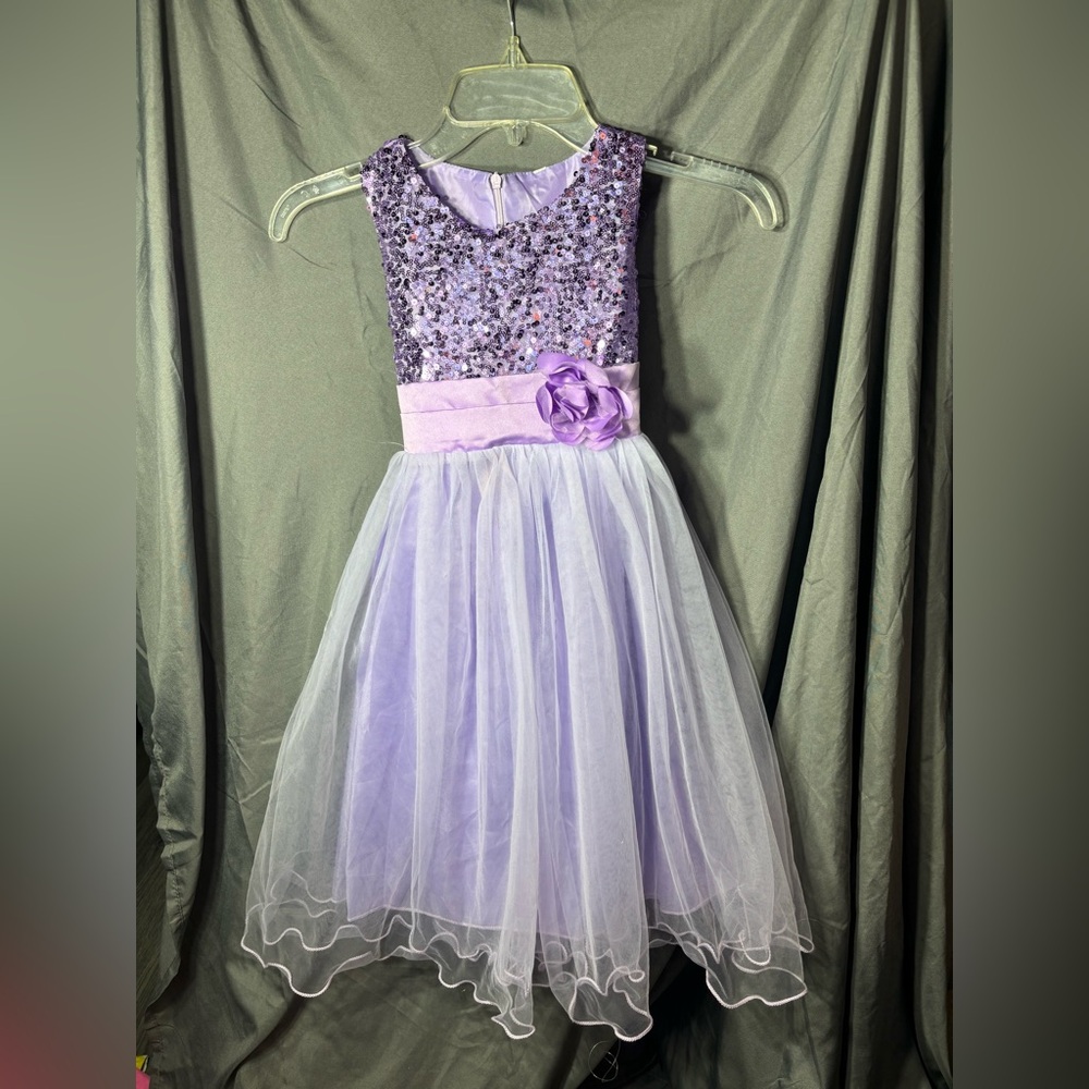 Girls Lavender Sequin Tulle Party Dress